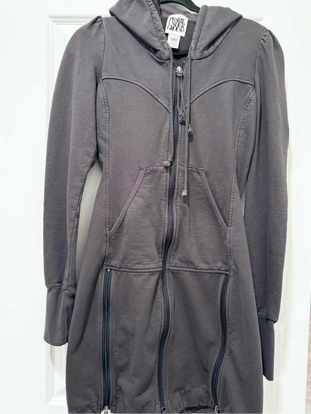 Praire Underground Cotton Gray Long Cloak Hoodie Pullover Sweatshirt Jacket M